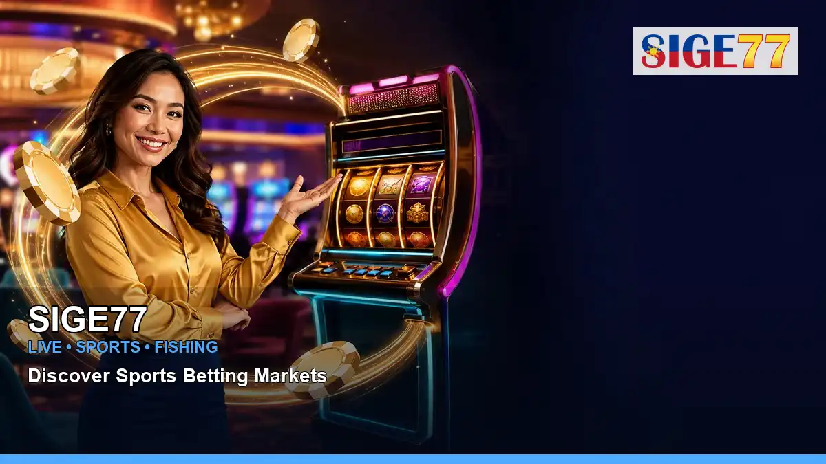 SIGE77 casino cashback rewards featuring an adult Filipina casino host with a celebratory composition