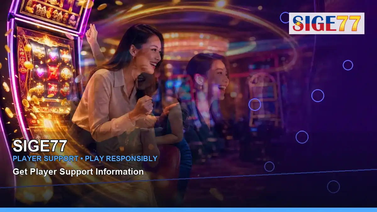 SIGE77 night online slot games featuring an adult Filipina casino host with a panoramic reel composition